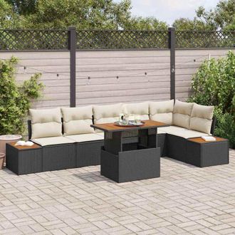 vidaXL Conjunto De Comedor De Jard&iacute;n Manual 7 Pcs Beige Marr&oacute;n Oscuro Vidaxl