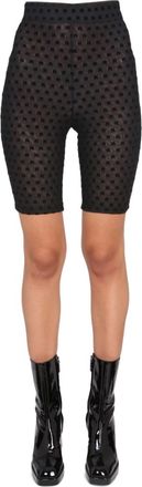 Rotate Black Polyester Logo Shorts