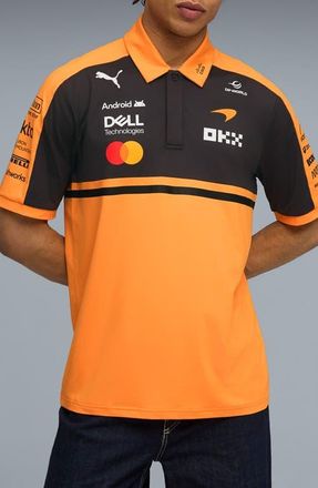 Puma McLaren Graphic Logo Print Replica Regular Fit Polo in Papaya at Nordstrom, Size X-Large