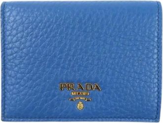 Prada Pre-owned 1Mv 204 Leren Portemonnee - Dames - Vintage Accessoires - Blauw - ONE Size - Leer - Vintage