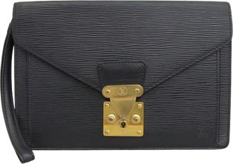Louis Vuitton Black Noir Leather Clutch Bag (Pre-Owned)