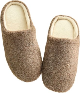 Generic Men Women Plush Slippers Comfortable Cotton Non-Slip Lightweight Cotton Indoor Outdoor Slippers, mocha, 6 UK