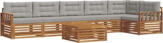 vidaXL Conjunto De Sof&aacute;s De Exterior 7 Uds. Gris Natural Y Claro Vidaxl