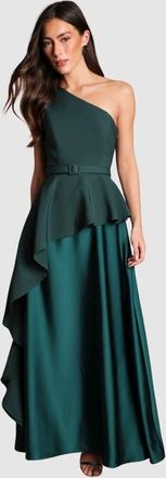 Coast One Shoulder Satin Maxi Dress in Emerald at Nordstrom, Size 10