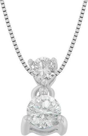 House of Brilliance 14K White Gold 1/2 cttw Round Cut Diamond Pendant Necklace at Nordstrom