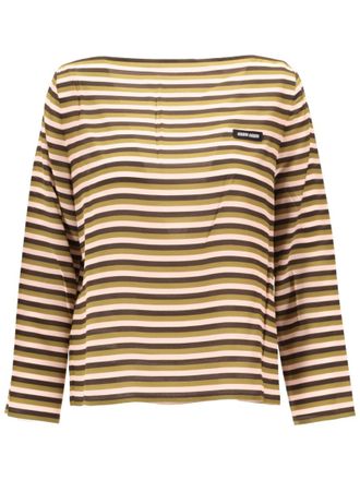 Miu Miu Multicolour Boat Neck Logo Detail Top