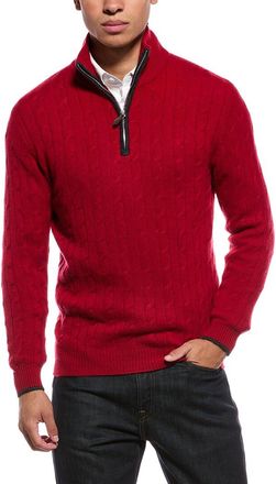 N.Peal N. PEAL Albemarle Cable Cashmere 1/2-Zip Sweater