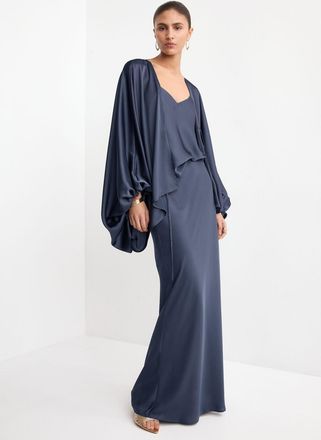 Mango Top satin spallini blu notte - Donna - XS - MANGO