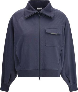 Brunello Cucinelli Blue Cotton Womens Bomber