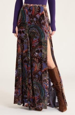 L'agence Luca Burnout Velvet Full Maxi Skirt in Periwinkle French Paisley at Nordstrom Rack, Size 2