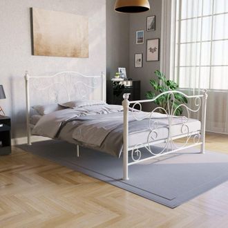 Home Discount Home Discount - Chicago 4ft6 Double Metal Bed Frame, White, 190 x 135 cm