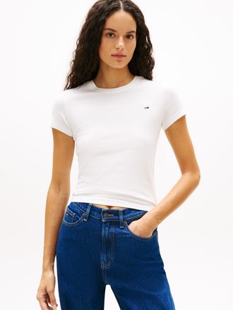 Tommy Jeans T-Shirt TOMMY JEANS TJW 2PACK C-NECK TEE, Damen, Gr. XL (42), ecru, periwinkle dust, Single Jersey, Obermaterial: 100% Baumwolle, unifarben, slim fit 