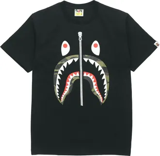A Bathing Ape Half Zip Shark Face Tee Black Green BAPE-SS18-020