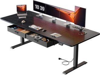 OEM Escritorio Hlonone De Altura Ajustable El&eacute;ctrica, 200 X 80 Cm Con Tomacorriente Integrado, Puerto Usb-c, 2 Cajones Extra&iacute;bles, Negro