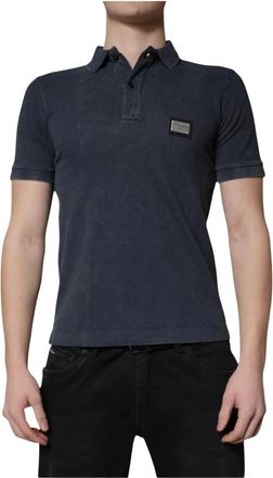 Dolce & Gabbana Klassiek Poloshirt Metal Logo - Heren - Polos - Blauw - S - Katoen - Tops