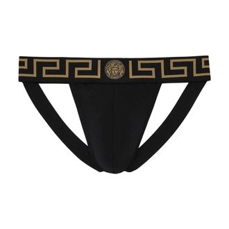 Versace Bottoms, male, Black, Size: 3XL Greca Jockstrap