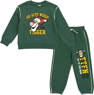 Disney Winnie the Pooh Fleece Sweatshirt and Pants Set in Tigger Dark Green at Nordstrom, Size 18M