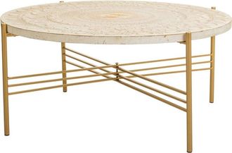 Wanderlust Deco Wanderlust Deco - Mesa de centro de madera y metal blanca 80x80x36