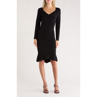 L'agence Felizia Long Sleeve Knit Dress in Black at Nordstrom Rack, Size X-Large