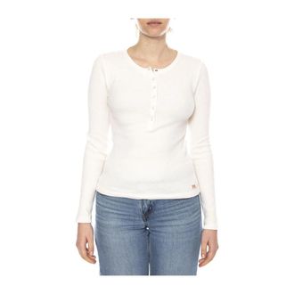 Levi's Dry Goods Henley Waffle Top met lange mouwen - Dames - Blouses - Beige - L - Katoen - Overhemden