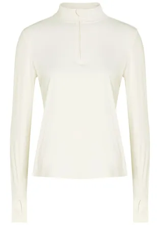 Tala Ultralite Half-zip Stretch-jersey gym top - Ivory - XL (UK16 / XL)