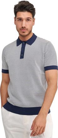 Blue industry Polo Blue Industry donkerblauw streepjes 3 knopen boord