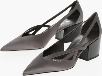Prada Satin Pointed-Toe Pumps with Cut-Outs 6cm Prada