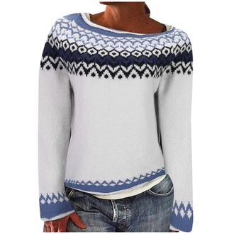 Generic Ladies Christmas Jumpers Vintage Green Knitted Xmas Sweater Fall Winter Soft Warm Crew Neck Relax Christmas Jumpers for Women Men Matching Xmas Sweate
