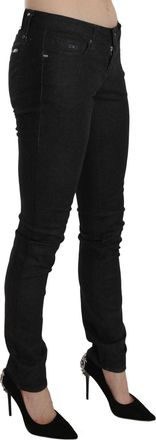 Costume National Womens Black Low Waist Skinny Casual Denim Jeans Cotton Clothing