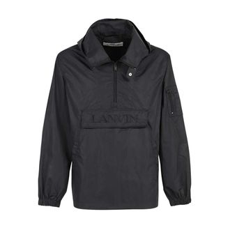 Lanvin Logo Hooded Windbreaker Jacket - Heren - Zomerjassen - Zwart - S - Jassen