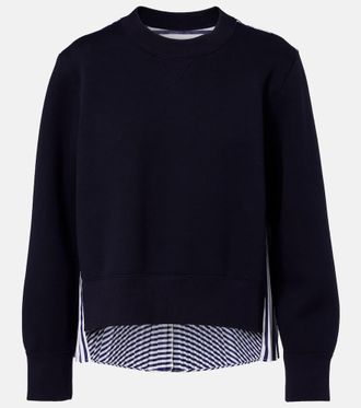 sacai Striped cotton-blend sweatshirt