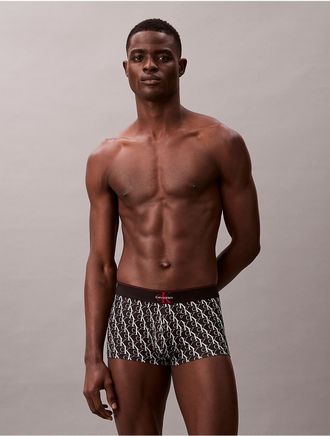 Calvin Klein Mens Graphic Monogram Microfiber Stretch Low Rise Trunk - Black - XL