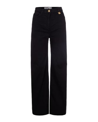 Elisabetta Franchi Black Regular Flat Front Pants