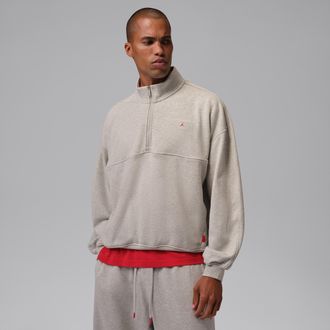 Nike Jordan Mens Jordan Flight Fleece 1/4-Zip Top in Grey | IW6366-050