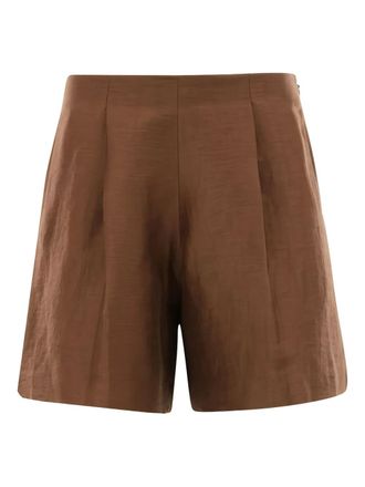 L'agence Linnen shorts met geplooide voorkant - Bruin