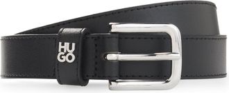 HUGO BOSS Lederg&uuml;rtel HUGO Tina HU-GO, Damen, Gr. 100, schwarz 001, Leder, unifarben, G&uuml;rtel Lederg&uuml;rtel, mit Logo-Pin