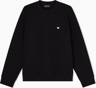 Emporio Armani Mens Double-Jersey Branded Sweatshirt Black - Size: 40