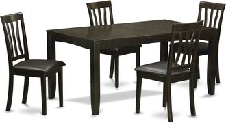 East West Furniture 5 Pc Dining set-Dining Table with Leaf and 4 Dining Chairs
