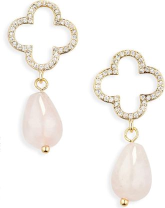 Eye Candy Los Angeles Varvara Clover Stone Drop Earrings in Gold at Nordstrom Rack