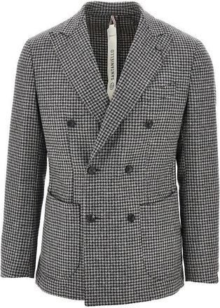 Santaniello Houndstooth wool double-breasted jacket Man 48