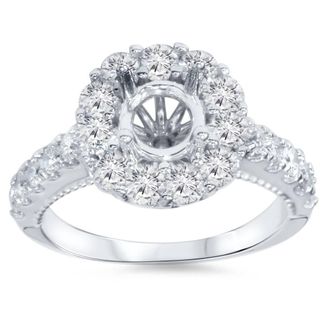 Pompeii3 1ct Halo Diamond Engagement Ring Setting 14K White Gold Size Selectable