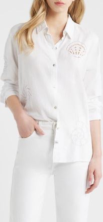 Rails Charli Linen Blend Button-Up Shirt in White Seashells at Nordstrom, Size Xx-Small