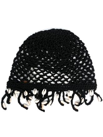 Alanui Cappello in maglia con decorazione Mother Nature Cowry - Nero