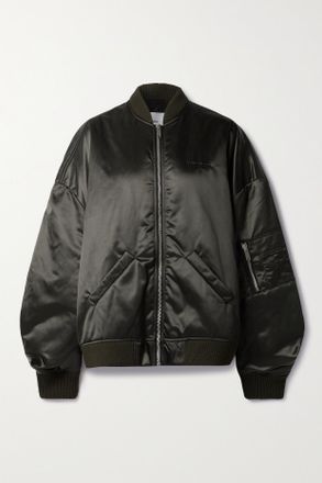 Halfboy Bomber Oversize In Shell Imbottito Ricamato - Verde