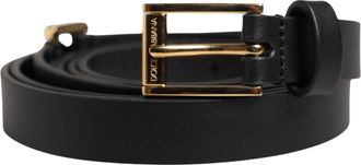 Dolce & Gabbana Men Black Leather Classic Metal Buckle Belt Calf