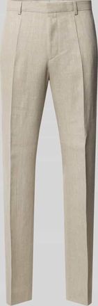 HUGO BOSS Regular Fit Anzughose aus Leinen-Mix Modell LEON in Beige Melange, Gr&ouml;&szlig;e 110