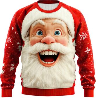 Generic Christmas Jumpers for Men Funny 3D SantaClaus Print Patterns Sweatshirt Pullover Xmas Party Sweaters Long Sleeve Jumper Christmas suits for Men Ugly X