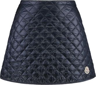 Moncler Diamond-Quilted Mini Skirt - Dames - Korte rokken - Blauw - S - Polyester - Rokken