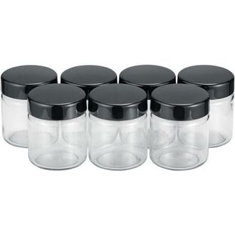 OEM Tarros De Yogur Negros Adicionales - Juego De 7 - Vidrio De Primera Calidad Sin Bpa