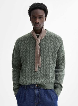 Djab Mens Washed cable-knit sweater